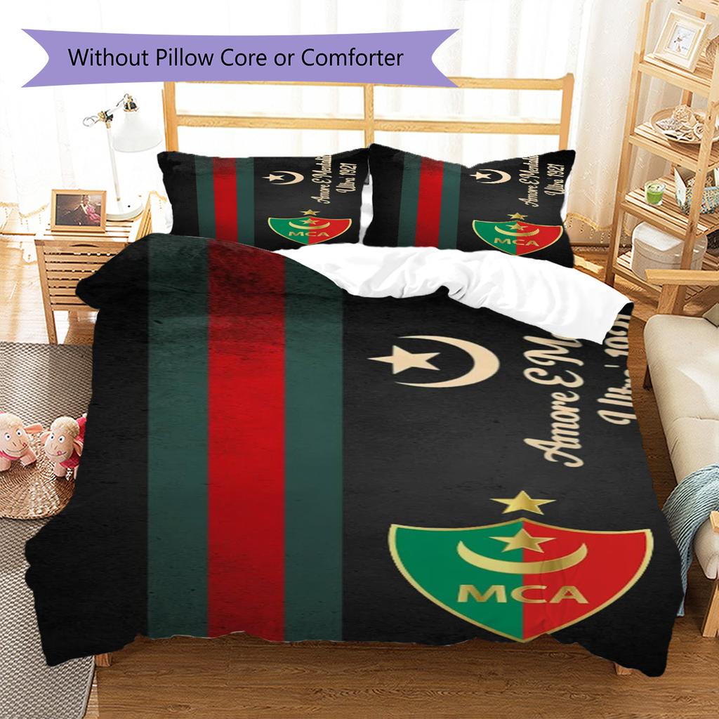 Mouloudia Club Alger MCA Pattern Bedding Set Quilt Cover Pillowcase Home Decor Gift (1 * duvet cover + 2 * pillowcase, without cor