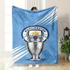Manchester City Trophy Design Warm Blanket Flannel Blanket for Bedroom, Living Room, Sofa, and Nap Sofas