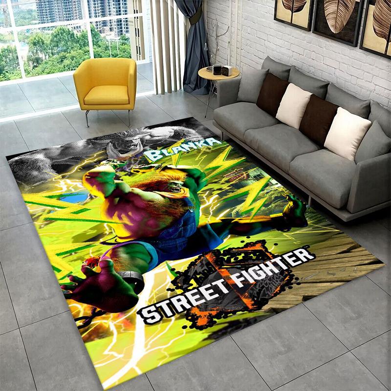 Retro Street Fighter Games Cartoon Carpet Rug for Bedroom Living Room Sofa Playroom Doormat Home Decor,Kid Area Rug Non-slip