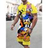 Disney Fashion Short Sleeve T-shirt Set Donald Duck Short Sleeve Round Neck T-shirt Suit Casual O-Neck Tops Tees 3D Printed