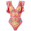 2023 Trendy Sexy Women's One-Piece Printed Swimwear with Spaghetti Straps - European and American Style
