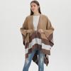 Stylish Striped Double-Sided Scarf Shawl: European & American Fashion Cape Women's Warm Outerwear Cardigan