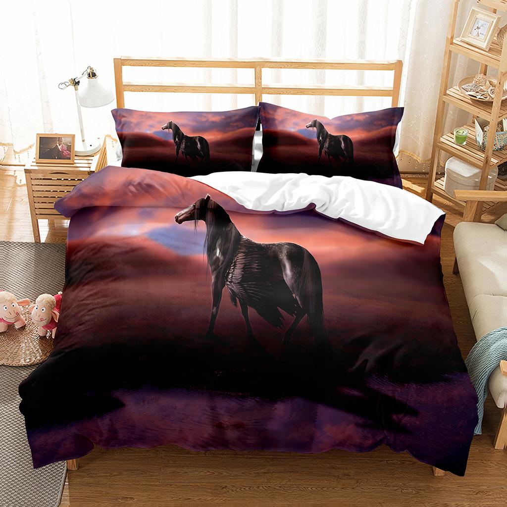Luxury 3D Bedding Set Europe Queen King Double Twin Duvet Cover Set Comfortable Quilt Cover Bed Set Animal Horse Wild Animals