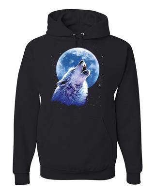 Wolf Howling At the Moon Men Hooded Sweatshirt Graphic Hoodie