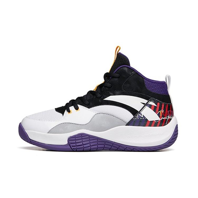 (GS) ANTA High Top Basketball Shoes White Black Purple Kids A312141105A-2 EU 40