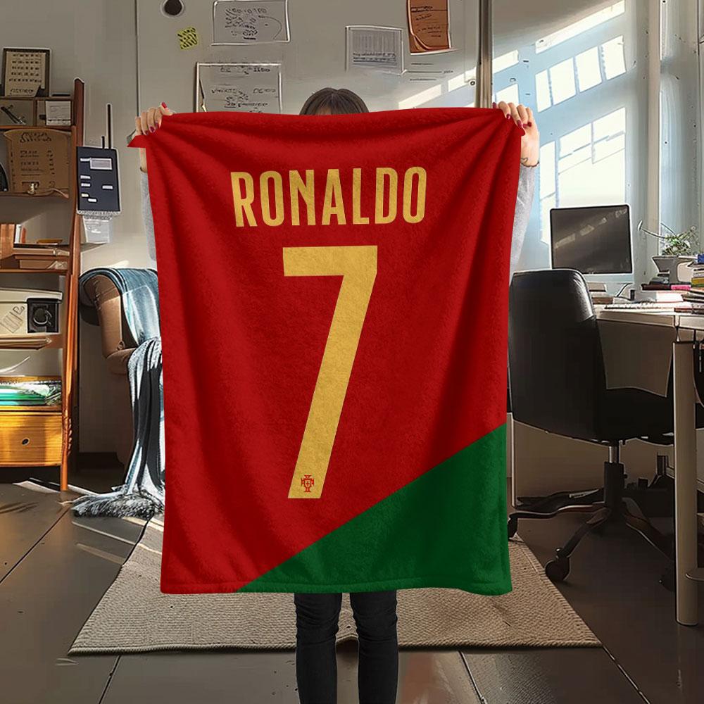Cristiano Ronaldo Printed Flannel Blanket, Soft Throw for Bedroom Sofa, Washable,soccer Fan Merchandise, Great Gift.