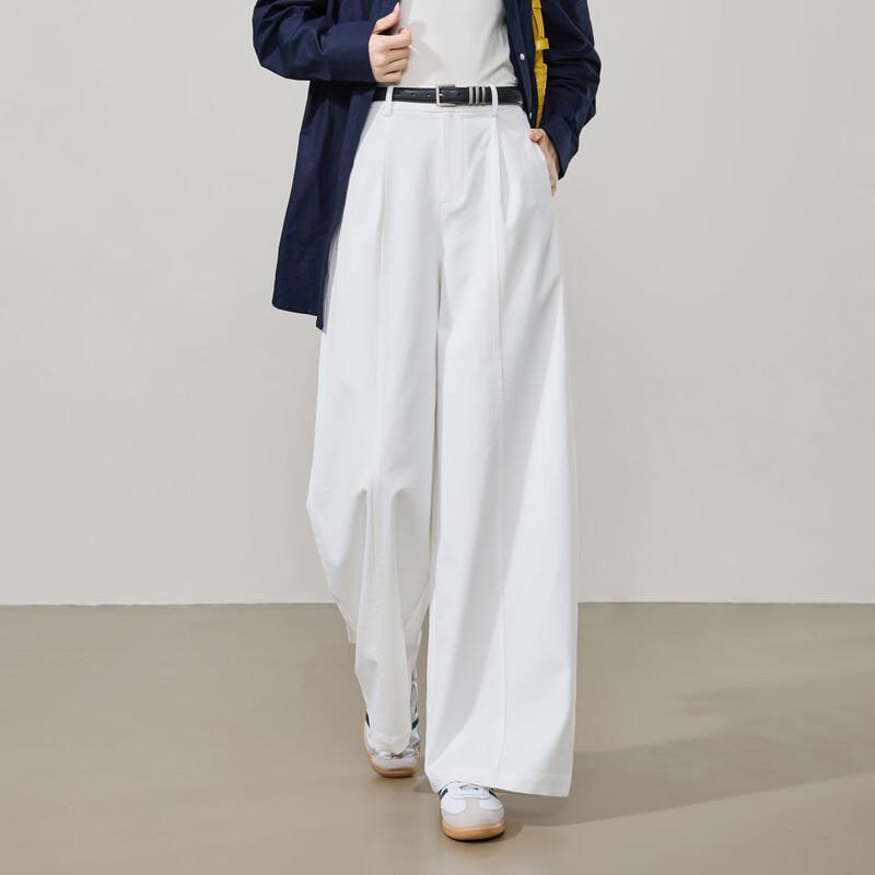 ESE-Y 2026 Spring Women s Titanium Cotton High-Waisted Wide-Leg Pants 27