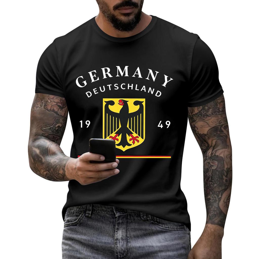 Men's Short Sleeve Crew Neck T-Shirt Germany Deutschland Graphic Print Casual Fit Cotton Blend Soft Fabric