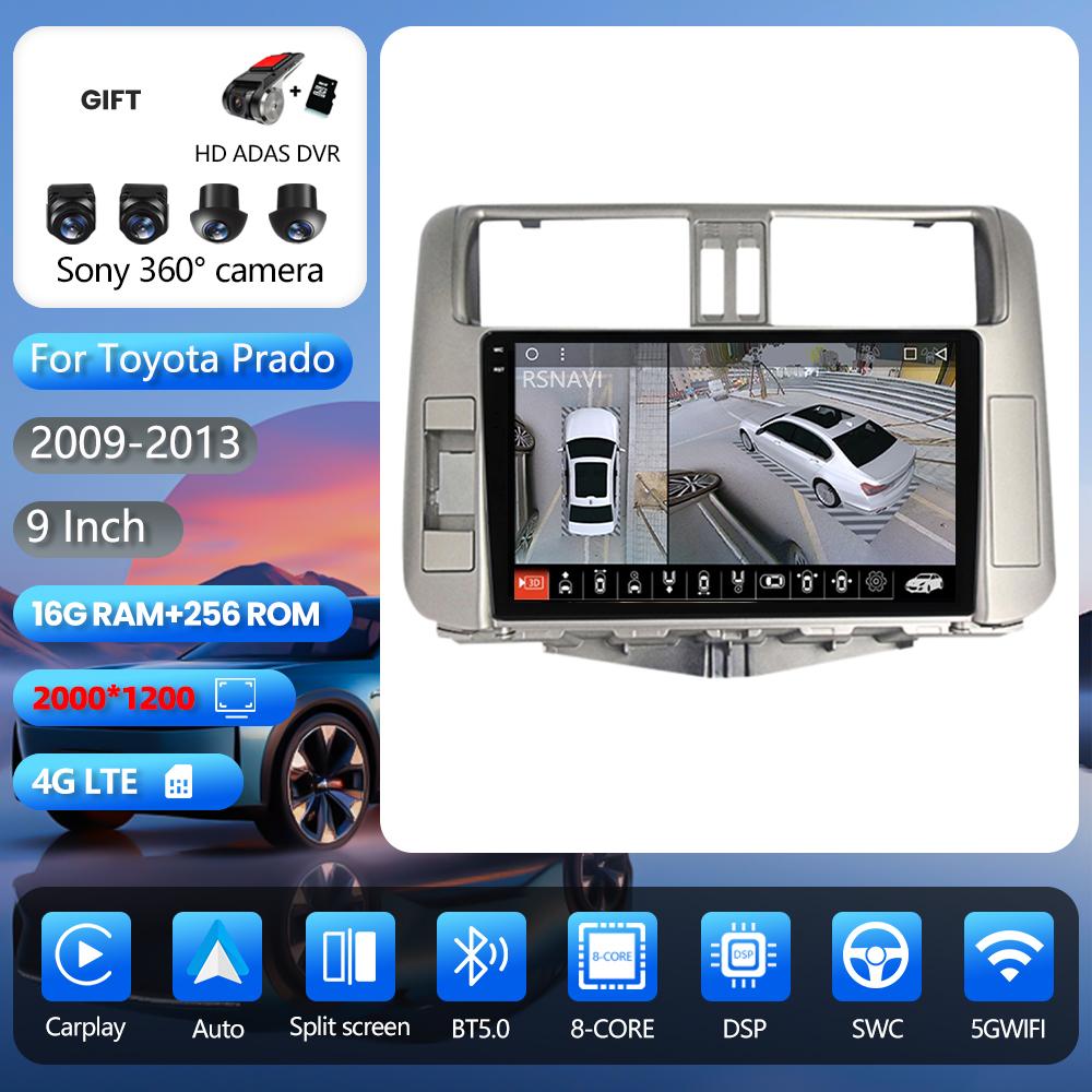 Android 16 for Toyota Land Cruiser Prado 150 2009-2013 Carplay Auto Radio Media Player Stereo 2din Head Unit