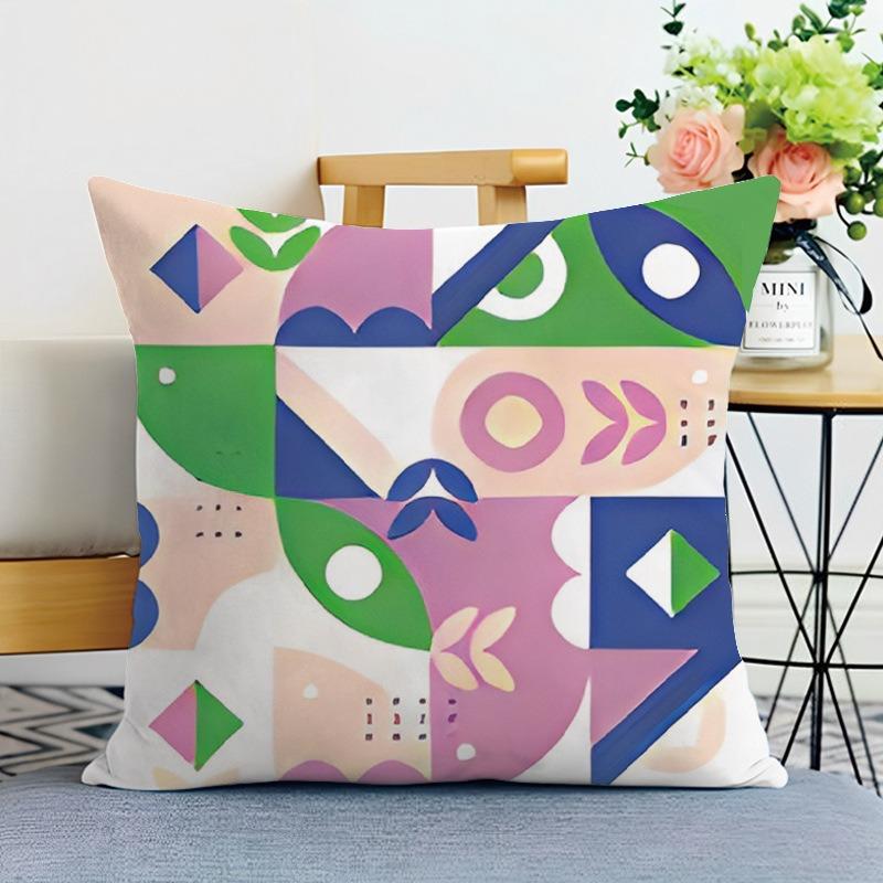 Colorful Geometric Print Decorative Pillowcase Bedroom Living Room Square Cushion Pillowcase