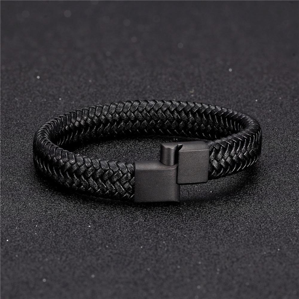 

Black PU Leather Magnetic Men s Bracelet чёрный