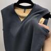 Padded Vest Women Winter Sleeveless Undershirt Double-sided Velvet Warmth Thickened V-neck Elastic Bottoming Fir