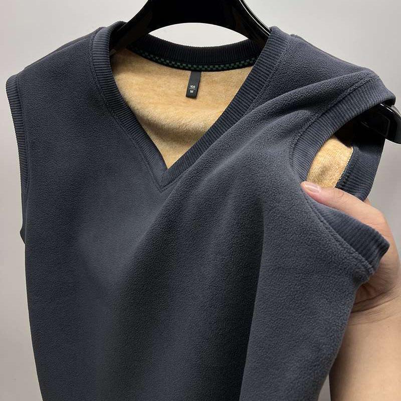 Padded Vest Women Winter Sleeveless Undershirt Double-sided Velvet Warmth Thickened V-neck Elastic Bottoming Fir