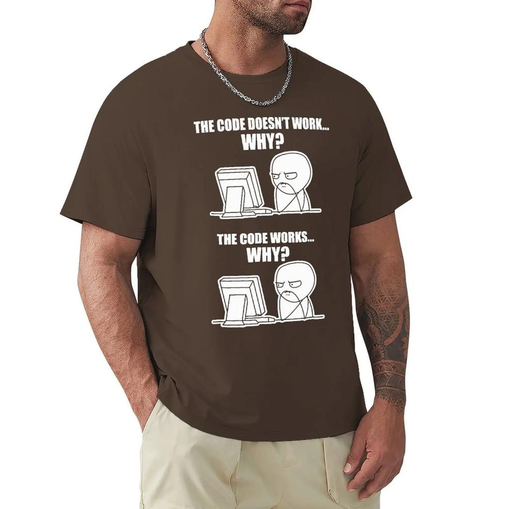 Creative Funny Programmer Code Works Why Meme Print T-Shirt Camiseta Hombre Linux Operating System Fashion Streetwear For Gift