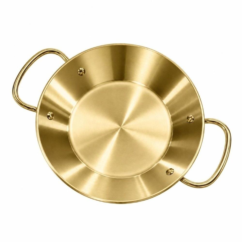 Double Handles Paella Pan 22cm Seafood Rice Pot Metal Serving Plate Dish Kitchen Use