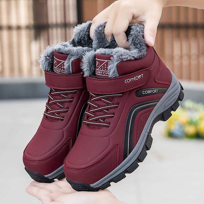 Women's winter fur one thickened padded waterproof comfortable warm anti cold lightweight hiking waterproof non-slip snow boots cotton shoes
