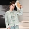 Design Sense Yellow Jacquard Crew Neck Jacket Women's Spring and Autumn New Retro Elegant Top