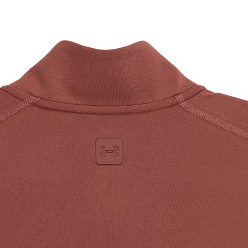 Under Armour Solid Color Stand Collar Pullover Zipper Sports Soft Knit Long Sleeve T-Shirt Men Tops Dark-Burgundy 1379673-688
