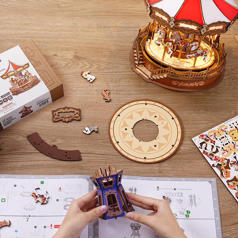 ROBOTIME Rolife Klassisches Karussell 3D Holzpuzzle AMC01
