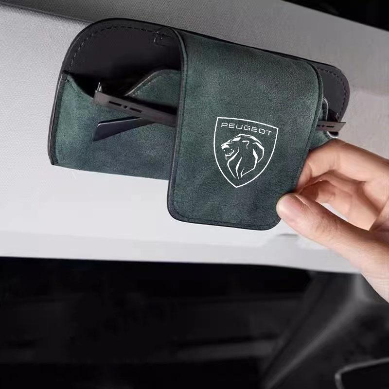 Auto Sun Visor Sunglasses Holder for Peugeot 408 4008 308 3008 Rifter 5008 508 2008 208 301 RCZ 407 Car Interior Glasses Clip XHS6