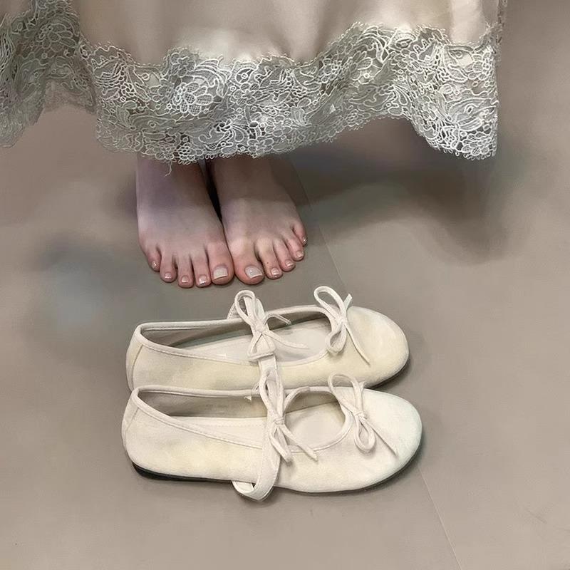 Late evening breeze flat-soled ballet shoes women's French bow Mary Jane shoes 2025 new spring and summer skirt single shoes