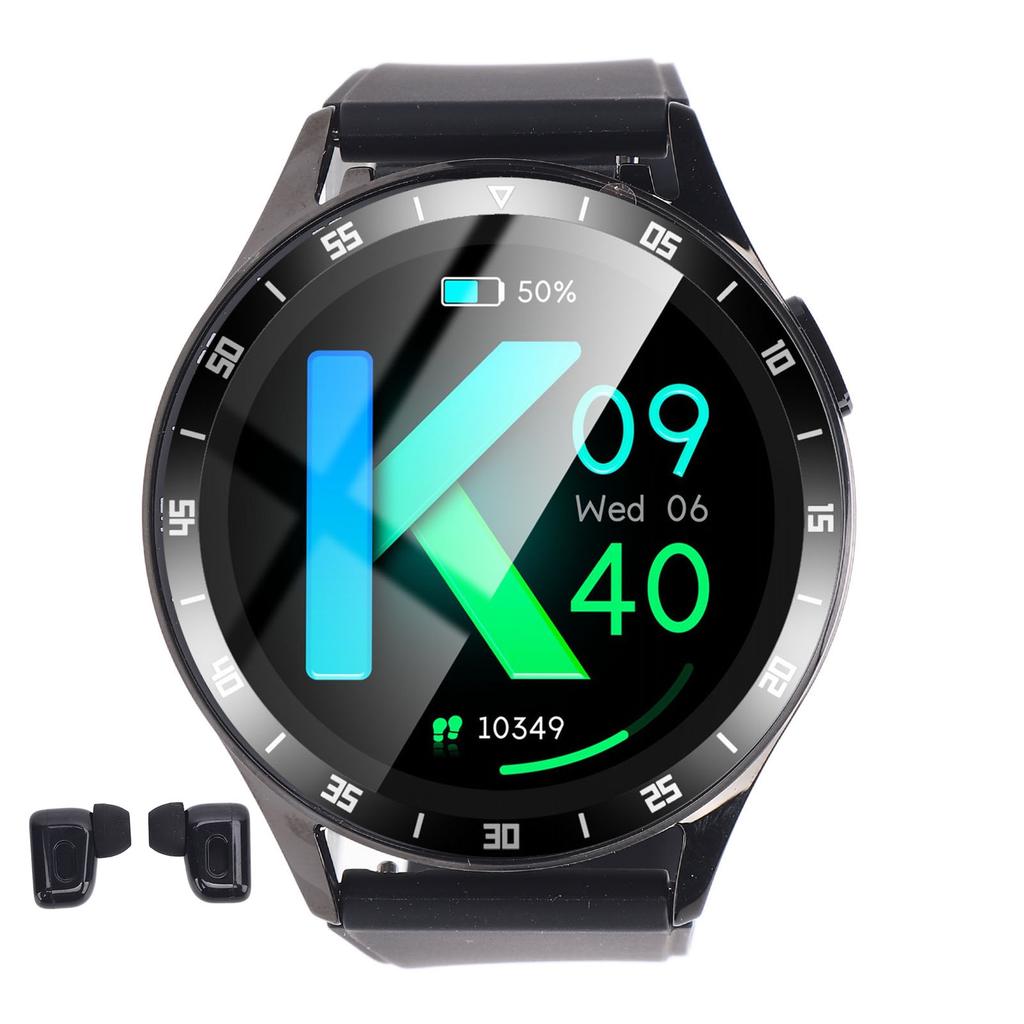 2 in 1 Smart Watch with Earbuds Flip Cover Ultra Thin Metal Case IP67 NFC Function Weather Forecast