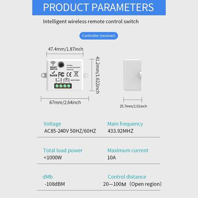 M63K-2PCS Wireless Light Wall Switch RF 433Mhz Relay Receiver With 1X 2Gang Panel Switch LED Remote Control For LED Lamp