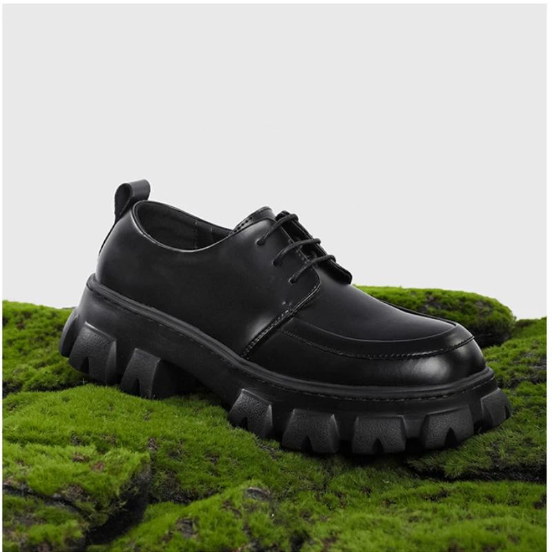 Fashion Men's Low-top Casual Leather Shoes Thick-soled Heightened Formal Leather Shoes Men's 2025 New Heightened All-match Men's Shoes