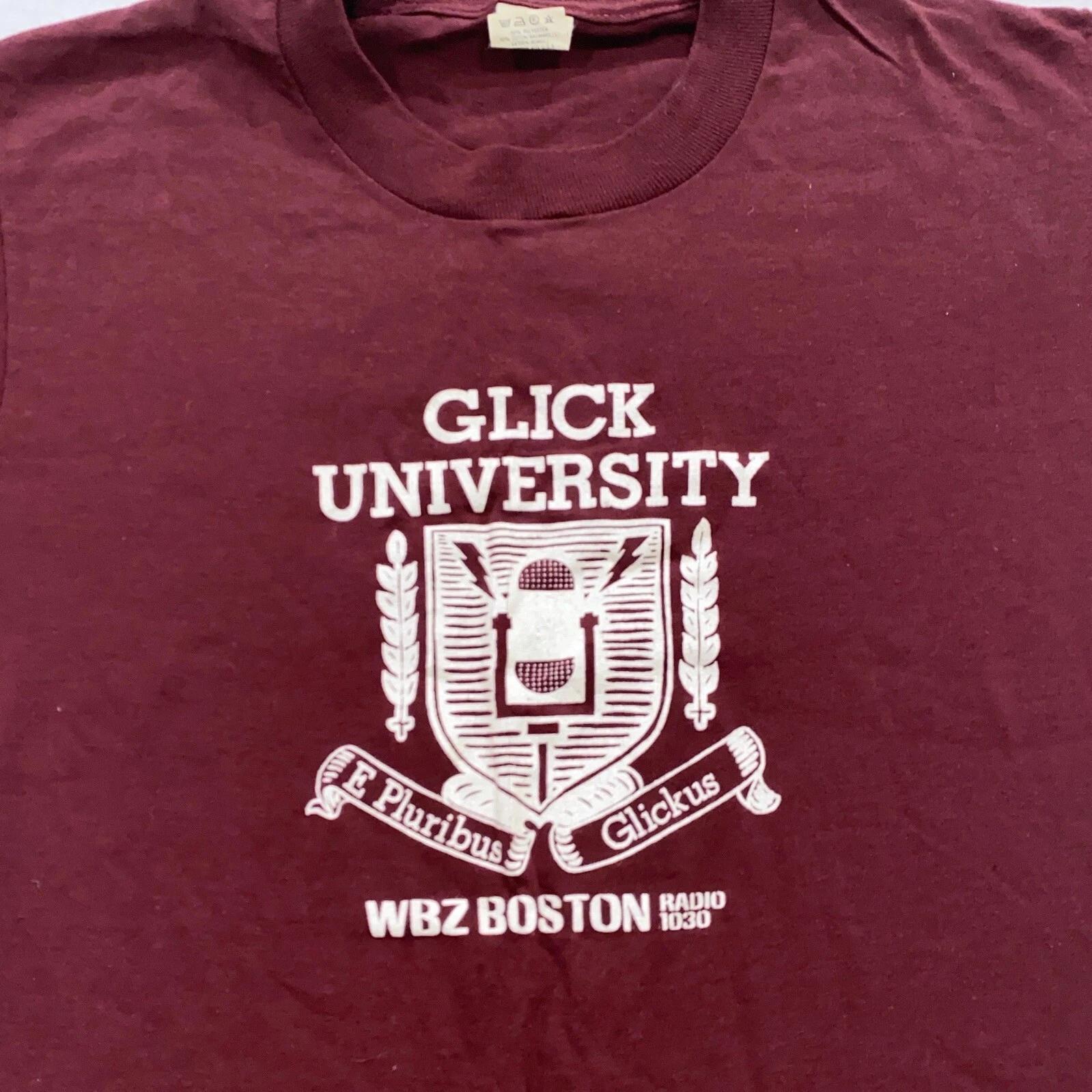 винтаж 80-е LARRY GLICK UNIVERSITY WBZ BOSTON RADIO Футболка XS Футболка тонкая 2XL
