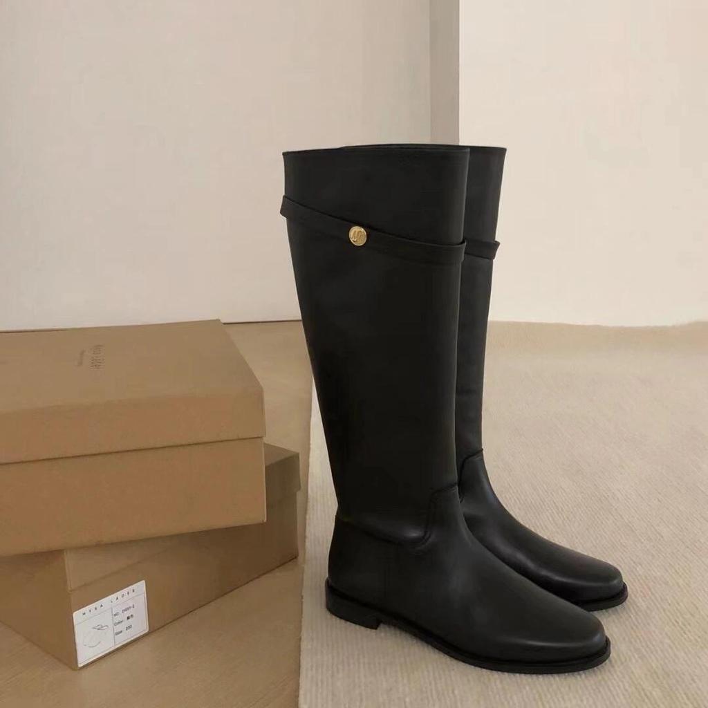 High Boots But Knee Boots Women'S Retro Leather Versatile Belt Buckle Martin Boots Knight Boots