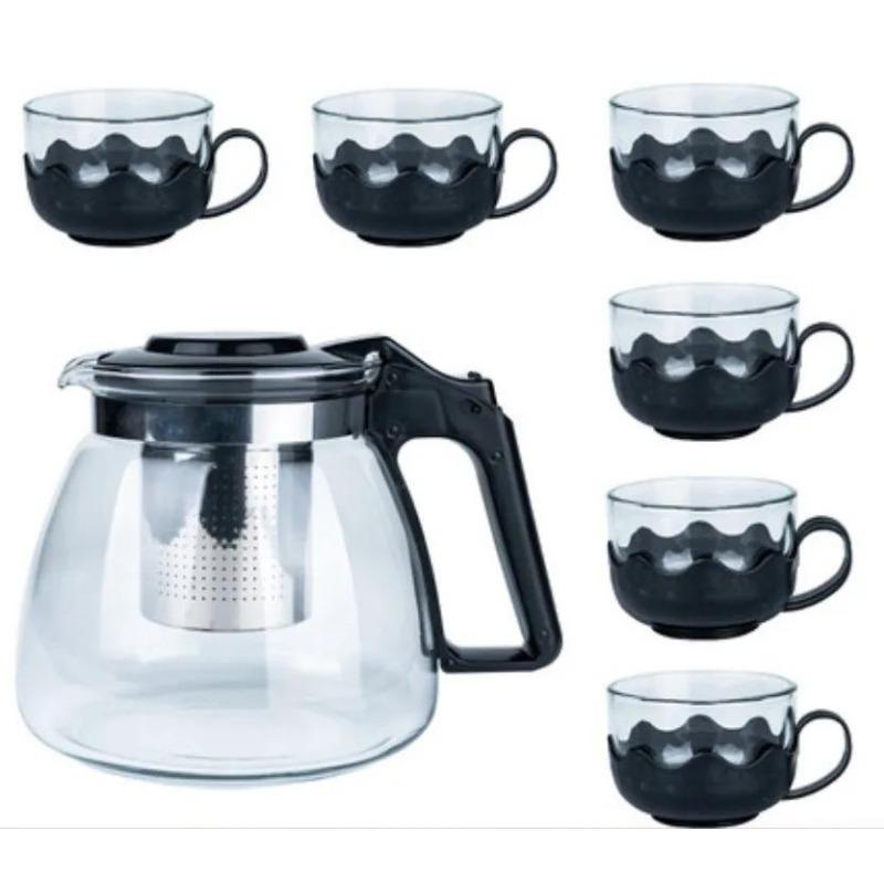 1pc 400ml/ 600ml Heat Resistant Thickened High Handle Flower Coffee Glass Tea Pot Blooming Glass Tea Set Large Teapot  WJ919