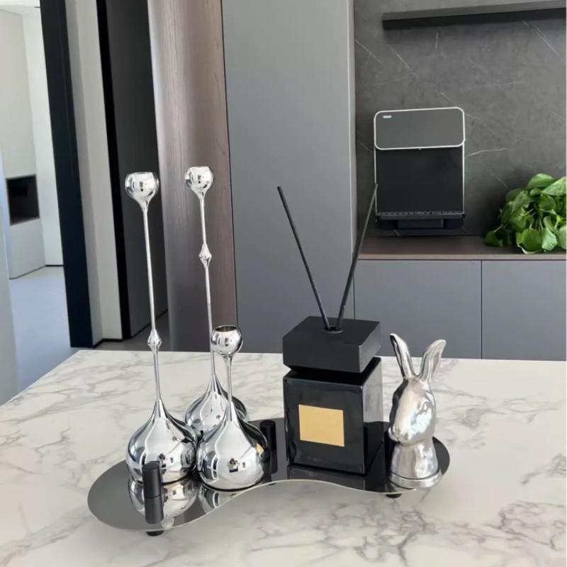 3Pcs Silver Candle Holder, Metal Candlestick Romantic Art Table Decoration For Home Dining , Wedding Photography Props