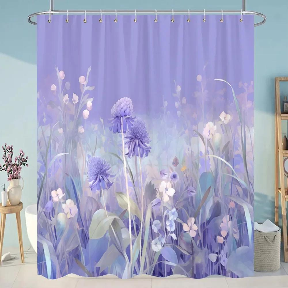 Botanical Floral Bathroom Curtains Tropical Green Leaf Butterfly Nature Landscape Polyester Fabric Shower Curtain Bathroom Decor