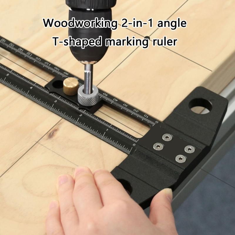 Multifunctional T Shaped Marking Gauges Positioning Ruler for Accurate Measurements in Carpentry and DIY Projects