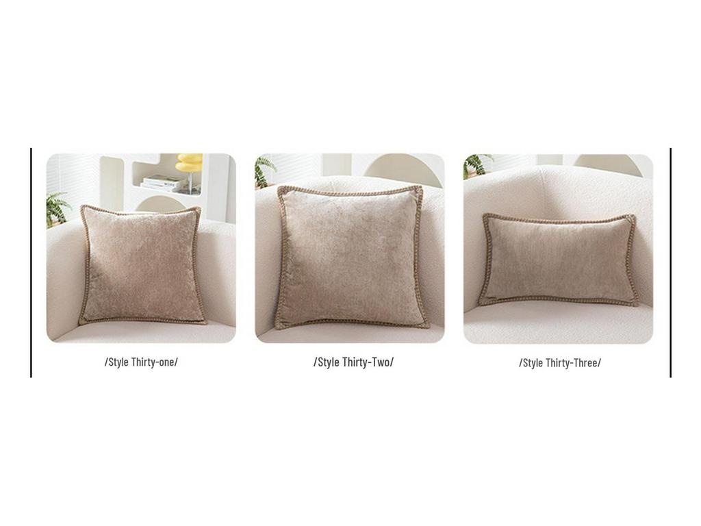 Chenille Edge Pillowcase: Nordic Solid Color Sofa & Bay Window Cushion