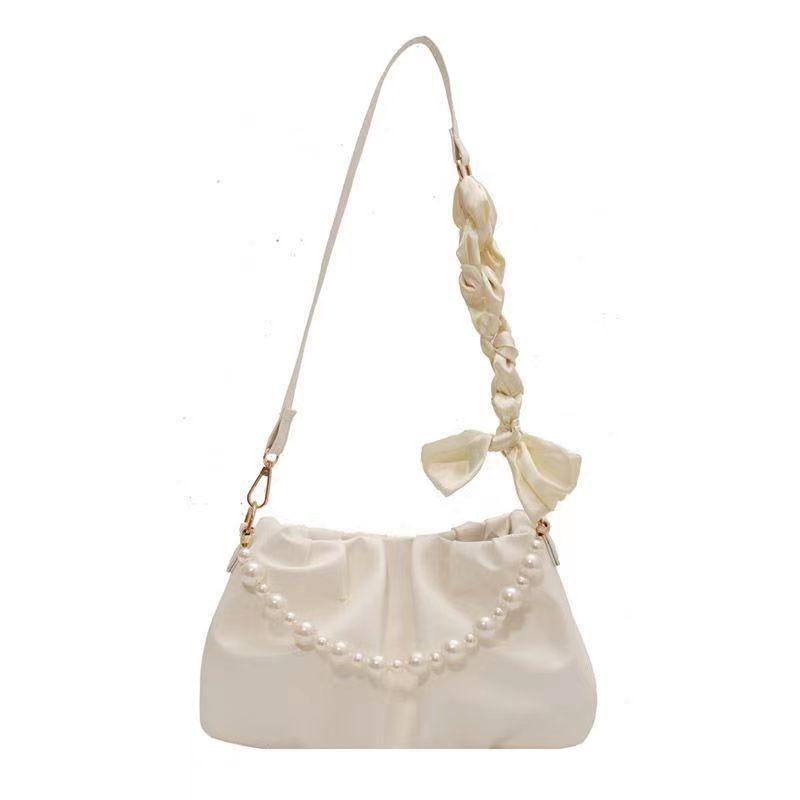Premium Pearl Pleated Cloud Underarm Bag Niche Bag Women's New Summer Versatile Shoulder Handbag