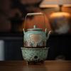 Vintage Kiln-Glazed Ceramic Lotus Pod Teapot Set, Chinese Gongfu Tea Set for Home & Tea Ceremony