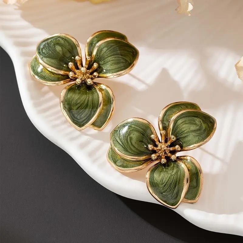 Floral Petal Earrings for Women, Elegant Alloy Dangle Jewelry for Party Music Festival All Season