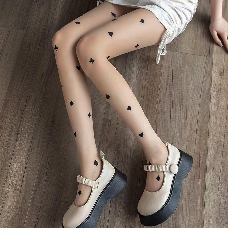 New Spring Summer Thin Style Unique Niche Black Peach QUEEN Skin Color Base Pantyhose Stockings