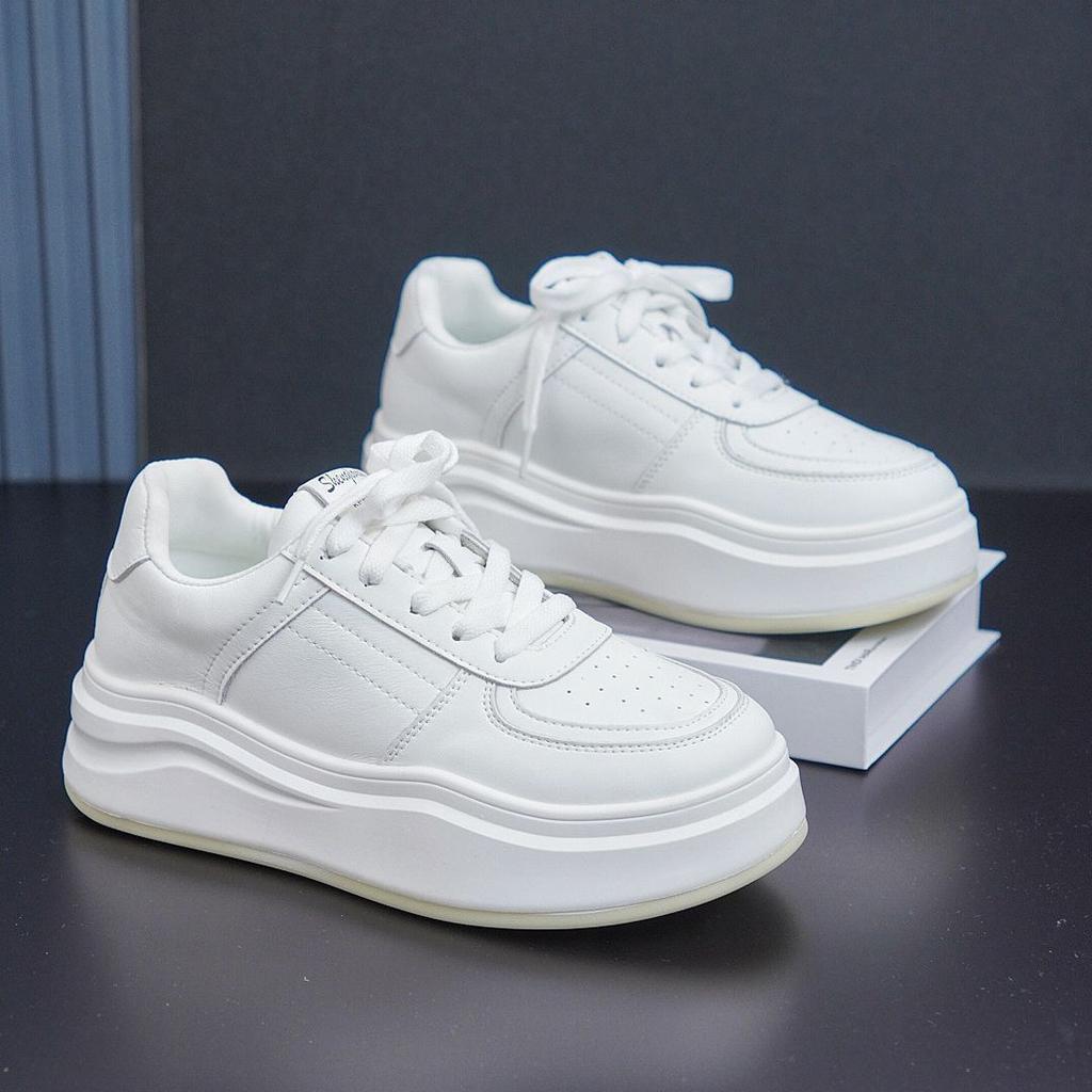 Thick-soled heightening small white shoes women's fashion versatile small height lightweight casual sports shoes round head color matching trend