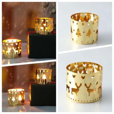 Bougeoir de noël en forme d'élan, ornements de Table en fer pour la maison, nouveau chandelier creux