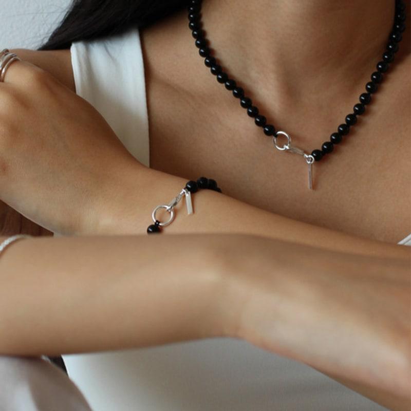 NORMALLEE [Silver 925] S Onyx Necklace