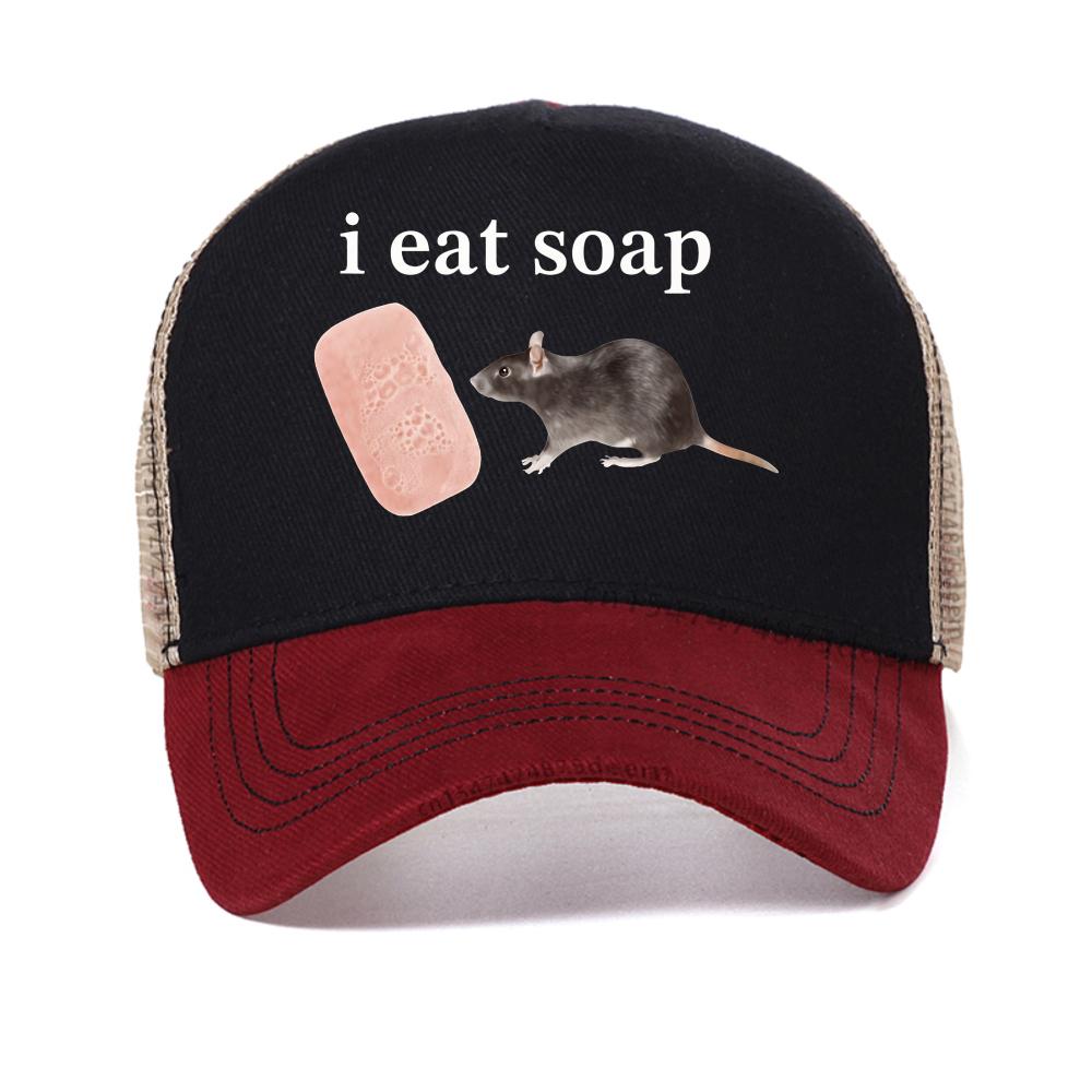 

I Eat Soap Rate Funny Meme baseball cap Women s Fashion Retro caps outdoor casual adjustable mesh trucker hat Summer sun hats Adjustable красный