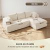 Corner Sofa, 256 cm, Chaise Longue, 3-Seater Sofa Bed, Chenille L-Shaped, Wide Seat, Beige