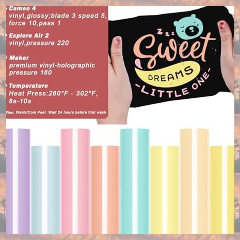 2025 Trend Pastel Iron-On Vinyl Bohemian Heat Transfer Vinyl Set HTV Vinyl Set 8 Pastel Htvs For T-Shirts, Apparel, Easy To Cut