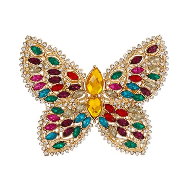 Elegant Crystal Butterfly Accessory Brooch Zinc Alloy Construction Stylish Design For Weddings And Business Meetings