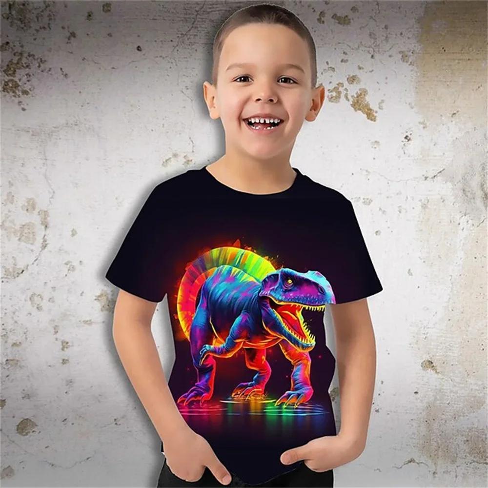 Children's Clothing Dinosaur T-Shirt For A Boy Baby Summer Clothes O-Neck Children Top Tees Fashion One Piece 2025 Kids Clothes