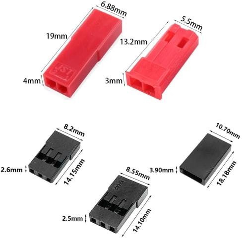 PENGLIN 50-Piece JST Connector Kit with Servo Plugs, Male/Female Connectors, Crimp Pins, Wire Extension Cables, and Crimping Tool for JST, SYP, Futaba