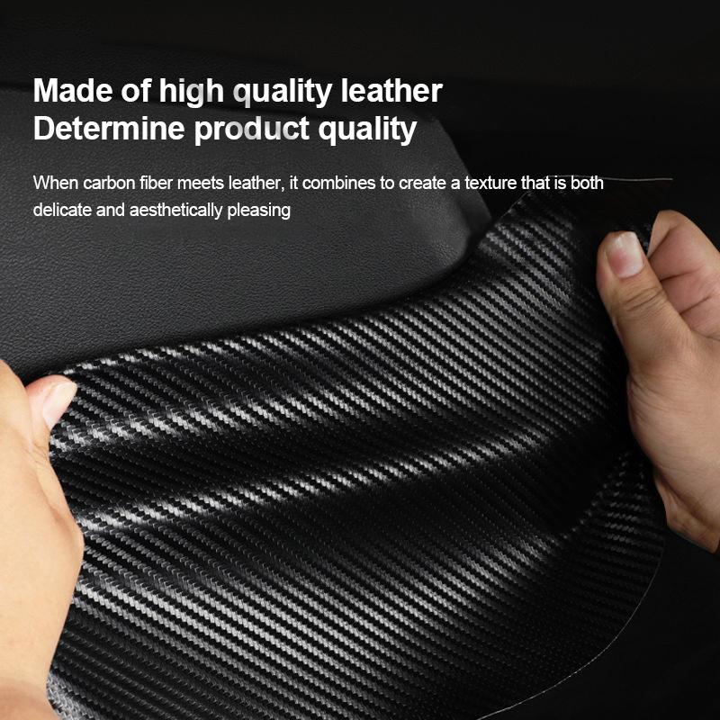 Leather Carbon Fibre Car Door Anti Kick Mats Threshold Strip Protector Trims Stickers For Ford Mustang 2015-2024 Accessories