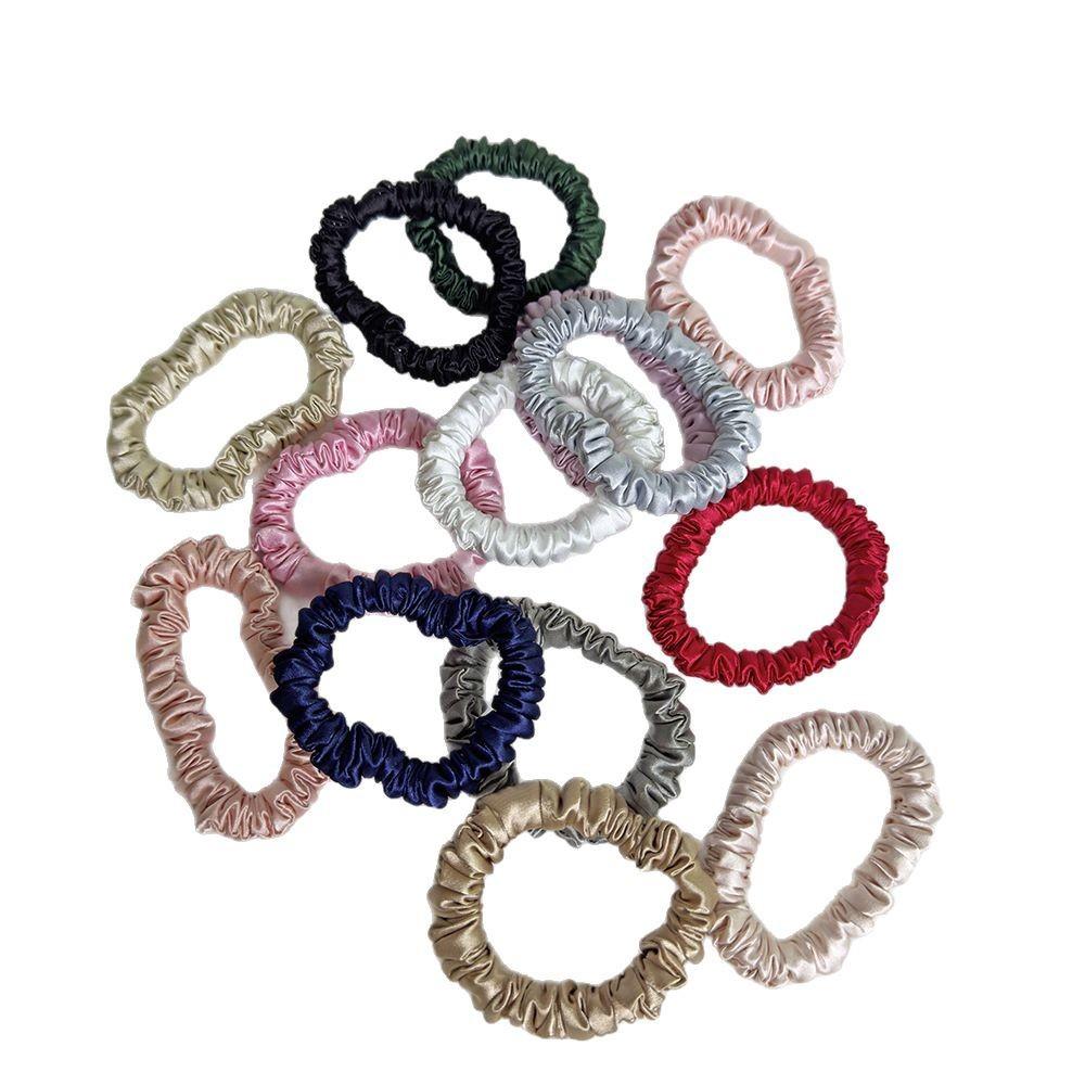 1cm Satin Scrunchies Hair Ties, Soft No-Damage Elastic Hair Bands for Women Kids
